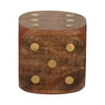 thumbnail image 6 of Antique Cube Dice for Home Decor - Figurine Accent for Bathroom, Office, Living Room, and Shelf Styling - Modern Wood and Metal Object Sculpture Ornament for Coffee Table Display - 5?, Brown, 6 of 9