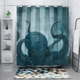 thumbnail image 2 of Navy Blue Nautical Octopus Shower Curtains for Bathroom Cool Ocean Kraken Deep Sea Anime Theme Funny Octopus Bathroom Decor Polyester Fabric-72" x 72", 2 of 6