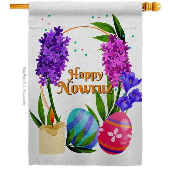 Ornament Collection H192492-BO Colorful Nowruz Celebration Double-Sided Garden Decorative House Flag, Multi Color