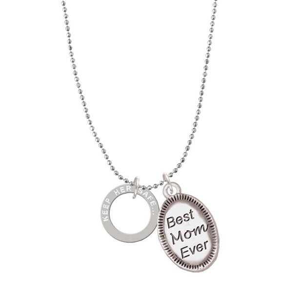 Delight Jewelry Silvertone Keep Her Safe Infinity Ring Best Mom Ever Charm Necklace