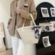 thumbnail image 2 of Bolso de mano de paja con lazo de playa Bolso tote de hombro tejido con pañuelo de seda (Beige) Tmvgtek Oficina Multiescena Multifunción, 2 of 9