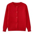 thumbnail image 2 of Kids Girls Cable Knit Cardigan Sweater Solid Cotton Button Down Long Sleeve Chunky Sweater 𝐔niform Cardigan Outerwear, 2 of 7