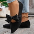 thumbnail image 6 of KEGIRLOM Women's Fashionable Casual Wear Versatile Plus-Size Loafers Solid Color Bow Pointed Toe Flat Shoes Black 5.5, 6 of 8
