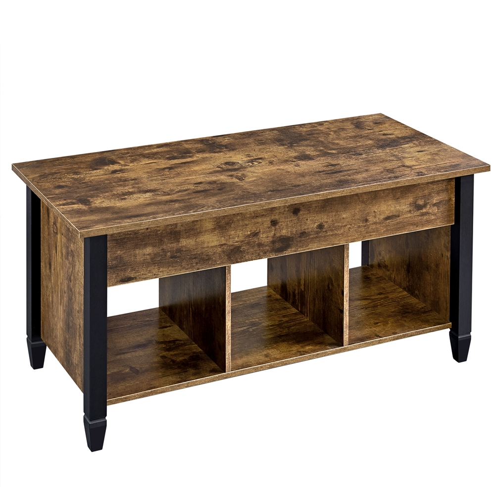 Alden Design 41" Lift Top Coffee Table with 3 Storage Compartments, Rustic Brown - image 5 of 12