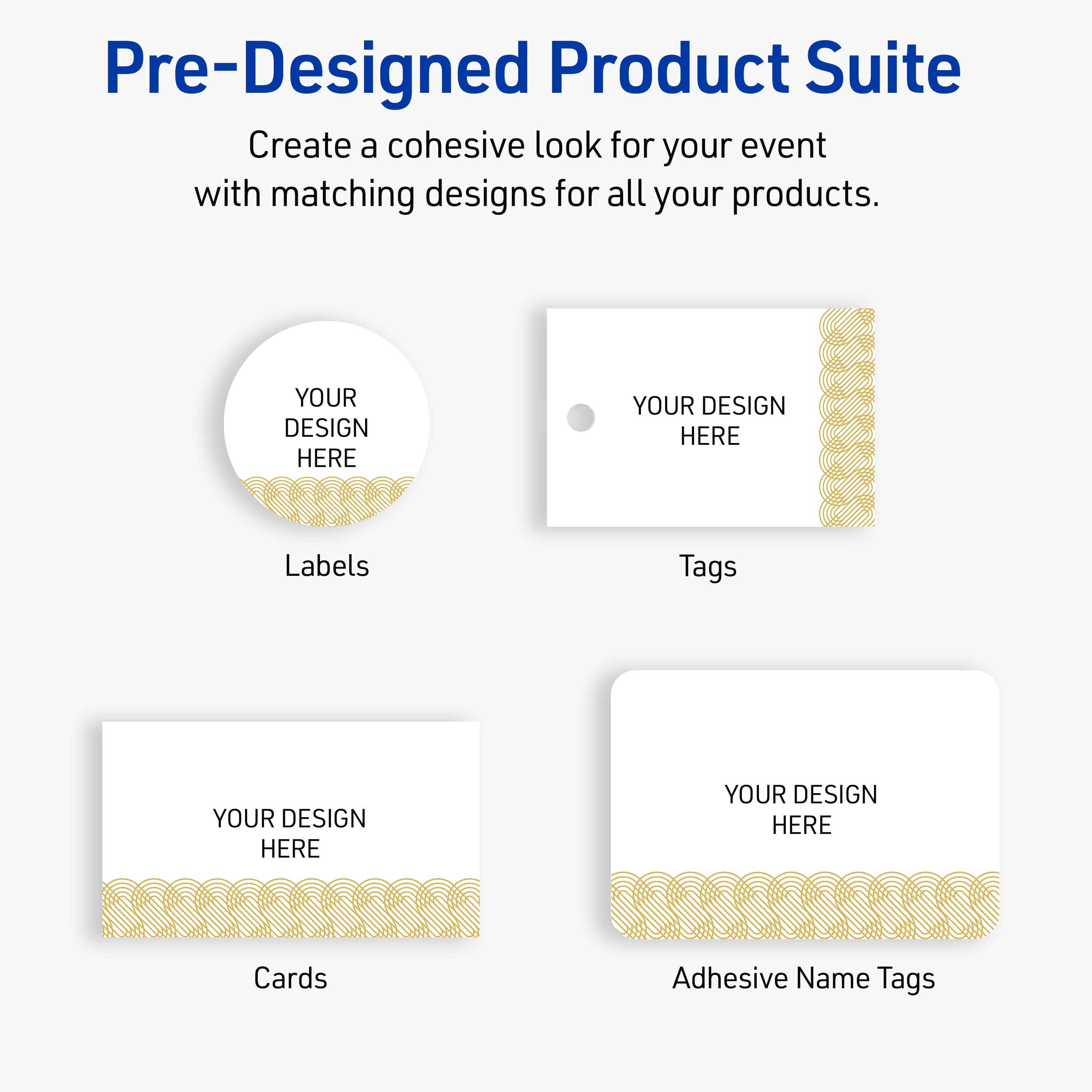 Avery Adhesive Name Tags, Matte White, Gold Lace Trim