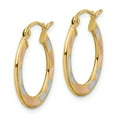 thumbnail image 2 of 14K Yellow Gold & Rhodium Plated Diamond-Cut Hoop Earrings, 2 of 7