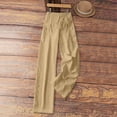 thumbnail image 6 of Womens Linen Pants Wide Leg Drawstring Waist Cotton Linen Pants Summer Casual Loose Fit Trousers with Pockets Khaki S, 6 of 6