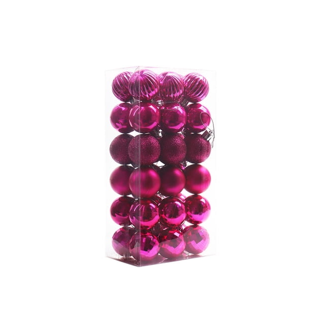 Billuyoard 36 piezas de adorno navideño de pared interior para el hogar, oficina, Hotel, árbol, colgante, decoración de festival, adorno de 4cm de Kits de decoración para fiestas Rosa roja Billuyoard HA071347-10B