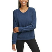 Marc New York Women's Cozy Ribbed Crew Neck Long Sleeves Top, Antique Denim XXL