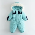 thumbnail image 2 of Boys Girls Ski Snow Jacket One Piece Hooded Baby Little Kids Winter Snowsuit Coat Romper Puffer Outwear 1-4T (2 Years, Light Blue), 2 of 4