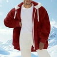 thumbnail image 2 of LpwkSSA Men's Warm Jacket Stand Collar Thermal Cotton Long Sleeve Fleece Zip with Hood Pockets Casual Sweaters Winter Solid Fall Coats Red XXXL, 2 of 6