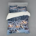 thumbnail image 2 of Ambesonne Winter Bedding Set 3 Pcs, Shirakawago Village, Twin XL, White Brown Black, 2 of 3