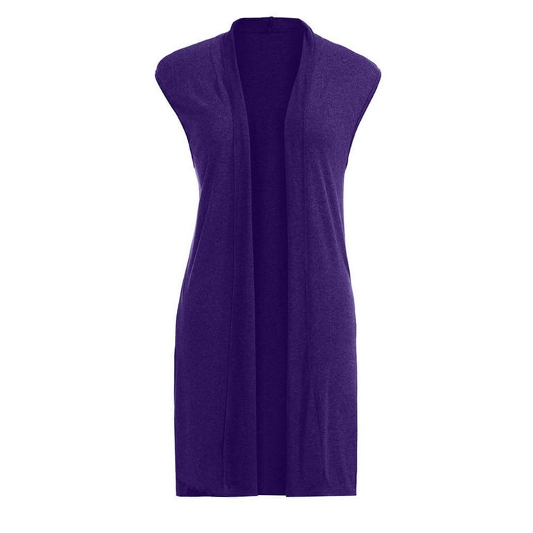 BADHUB Women Casual Sleeveless Cardigan Open Front Tunic Vest Long
