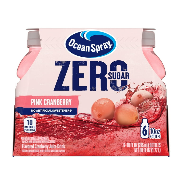sugar！crazy ocean Ocean Spray® Zero Sugar Pink Cranberry Juice Bottles, 6 pk