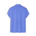 thumbnail image 3 of Camisas De Lino Para Hombre Camisa para hombre Camisa de playa de manga corta holgada informal (Blue, M), 3 of 6