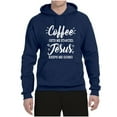 thumbnail image 2 of Wild Bobby Coffee Gets Me Started Jesus Keeps Me Going Inspirational/Christian Unisex Graphic Hoodie Sweatshirt, Navy, Small, 2 of 5