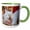 Green/White, variant on 3drose, Cute Photpgraphic Portrait of a Yawning Family Pet Van Cat, 11oz Two-tone Red Mug