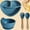 Dark Blue-4pcs, variant on 1 Set Of 4pcs Silicone Baby Feeding Set, Baby Self-weaning Set, Suction Bowl, Spoon, Bib, Cup, Enhancing Self-feeding Skills, Dishwasher Safe.