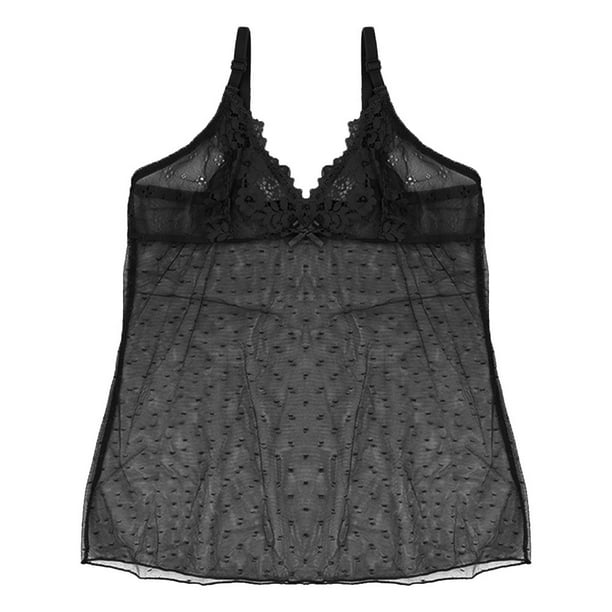 Babydoll de mesh con detalles de encaje color negro Carnival mod. 3265