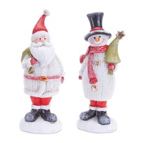 Melrose Glittered Sweater Santa and Snowman Christmas Figurines - 6.75" - Set of 6