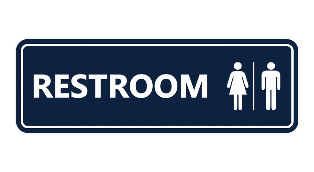 Signs ByLITA Standard All Gender Restroom Sign Navy Blue/White Medium