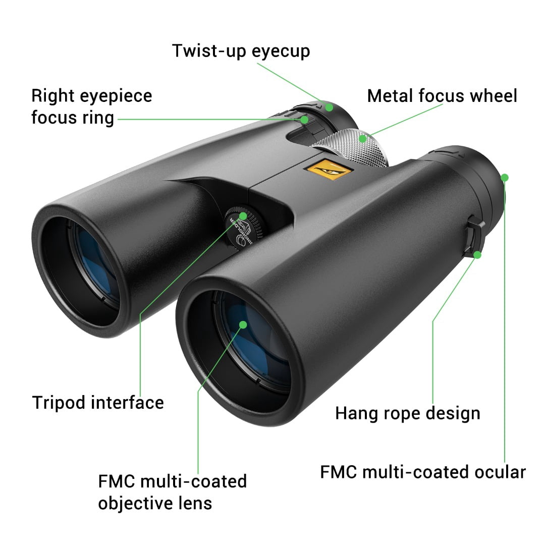 Birds of Prey Optics 10x42 Binoculars for Adults High Powered - Binoculars for Bird Watching, Hunting Binoculars with Carrying Bag and Strap - Camping Gear, Hiking Gear and Travel Essentials