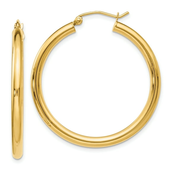 14K Polished Hoop Earrings 14k Yellow Gold Earrings