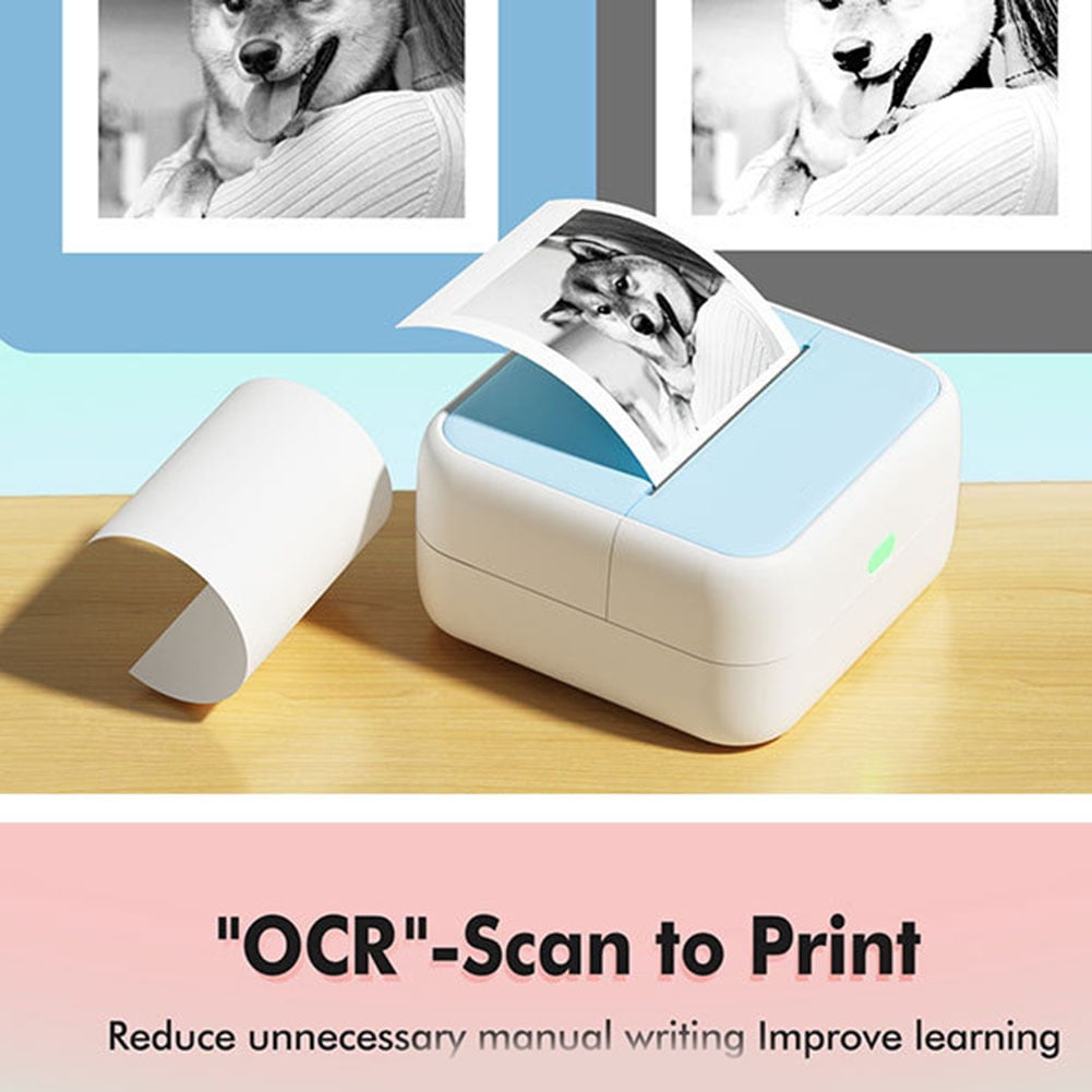 Portable Thermal Printer Mini Printer with Stickers Printer for Notes Journal DIY Kids Gift Green