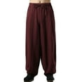 thumbnail image 5 of IROINNID Harem Pants for Men Wide Leg Cotton Linen Oversized Loose Fit Pants Bloomers Casual Pants,Red, 5 of 6