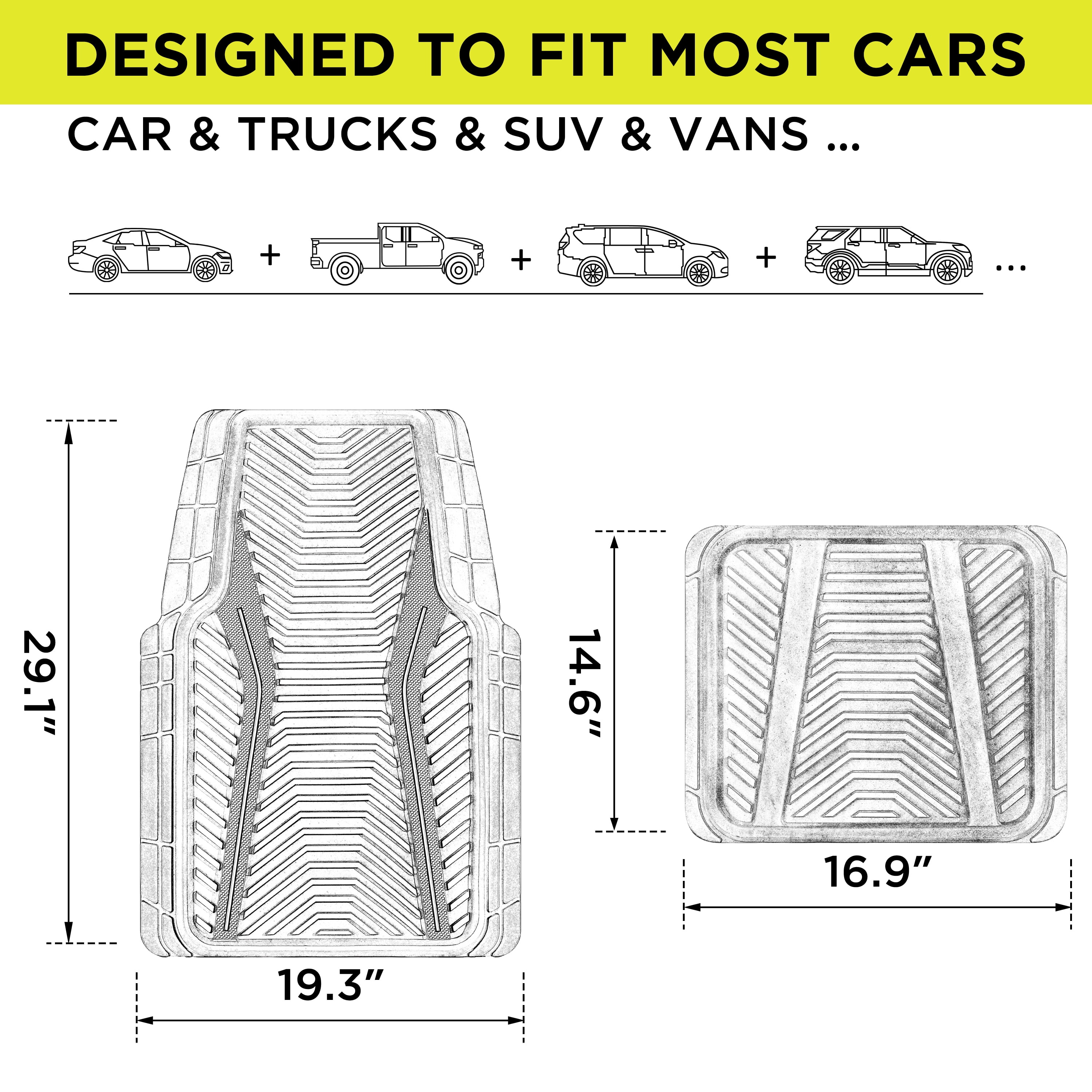 Auto Drive 4Piece Rubber Car Floor Mats Carbon Fiber Black - Universal Fit, 24WM17