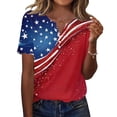 thumbnail image 2 of Women's 250th Anniversary USA Shirt V-Neck Button Patriotic Star Print Short Sleeve T-Shirts Independence Day Top, 2 of 5