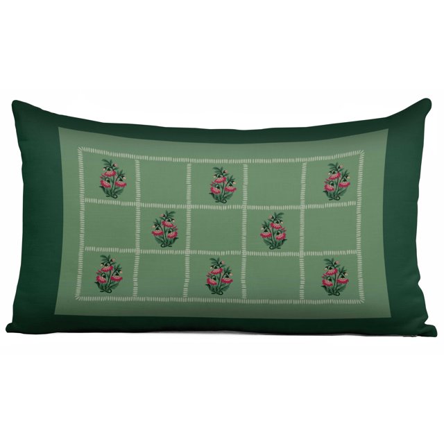 Vargottam Luxe, Imprimé Vert Menthe 3 Housses de Coussin Décoratives - 20x12 Pouces