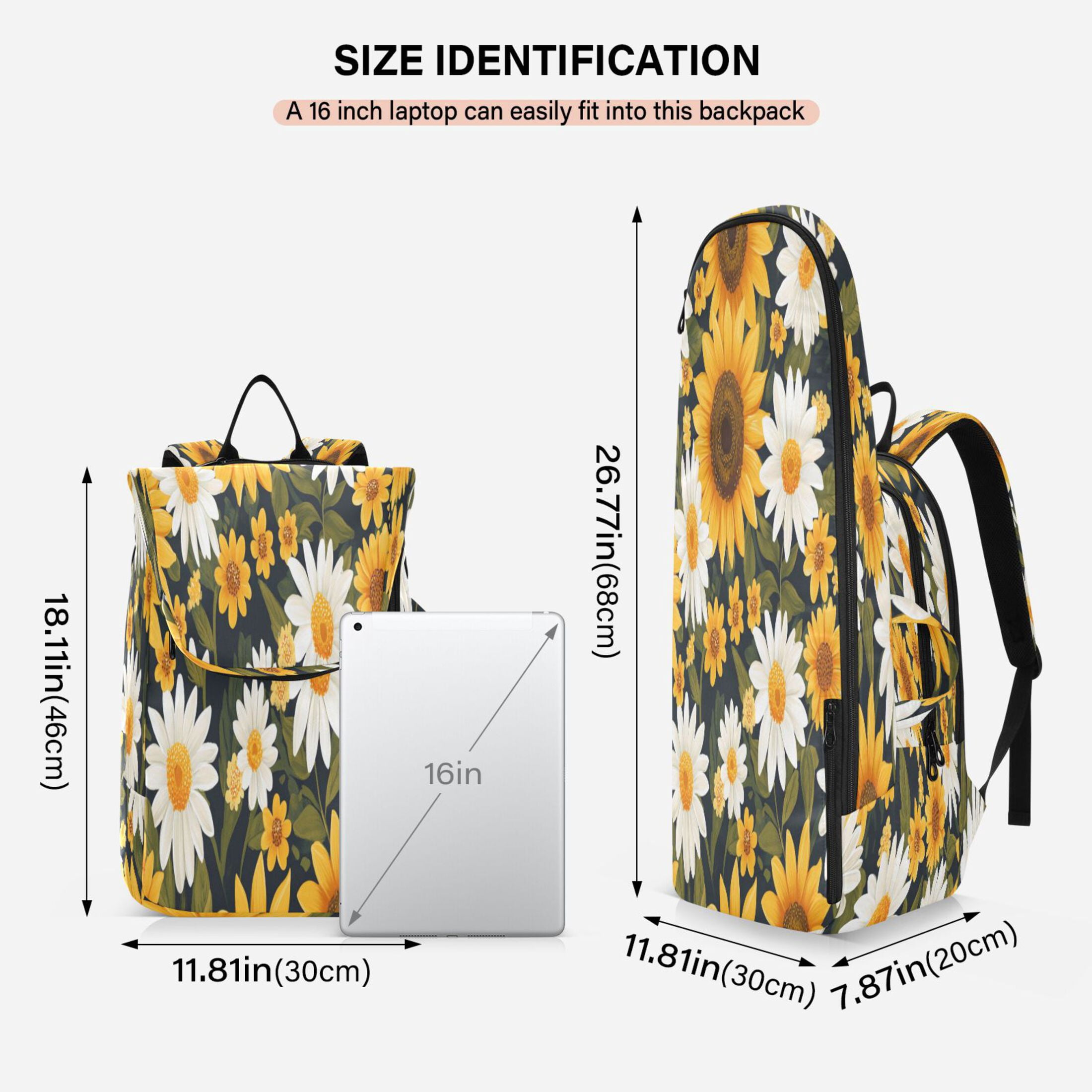 2 Racquet Holder Tennis Backpack Tennis Racket Covers Gym Bags Daisy Sunflowers