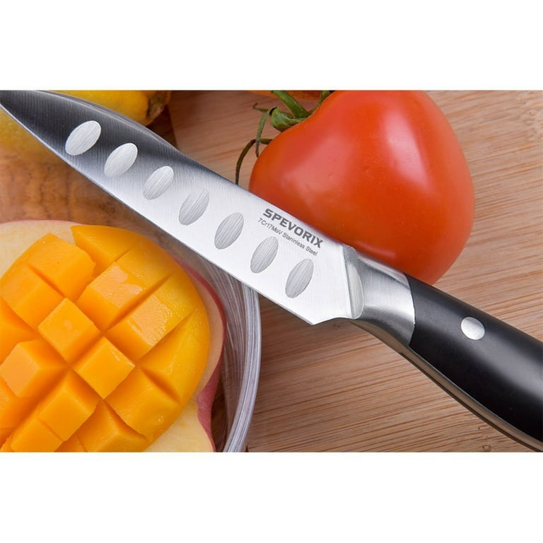 Black Paring Knife – Professional Kitchen Knife for Fruits and Vegetables –  Black Oxidated Premium Stainless Steel Fruit Knife with Ergonomic Handle –