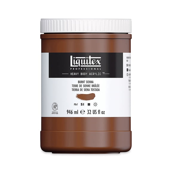 Liquitex Heavy Body Artist Acrylics - Burnt Sienna, 32 oz Jar