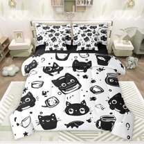 Castle Fairy Black Cats Bedding Comforter Set,Kawaii Pet Queen Bedding Sets
