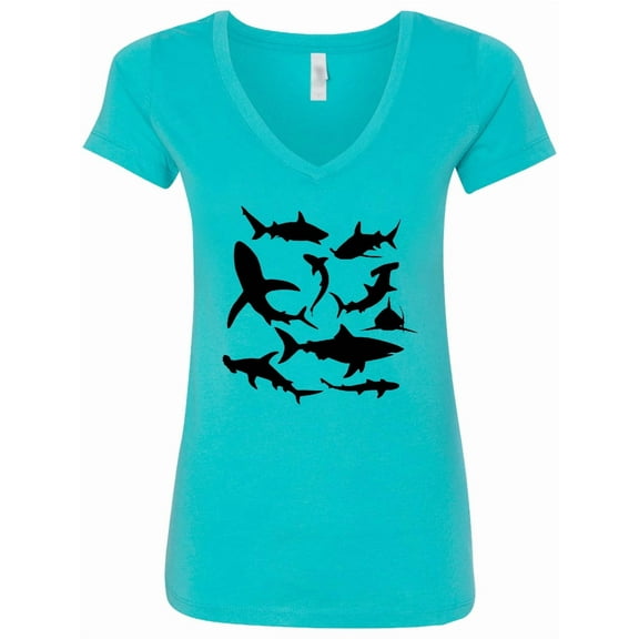 Inktastic School of Sharks Women's V-Neck T-Shirt