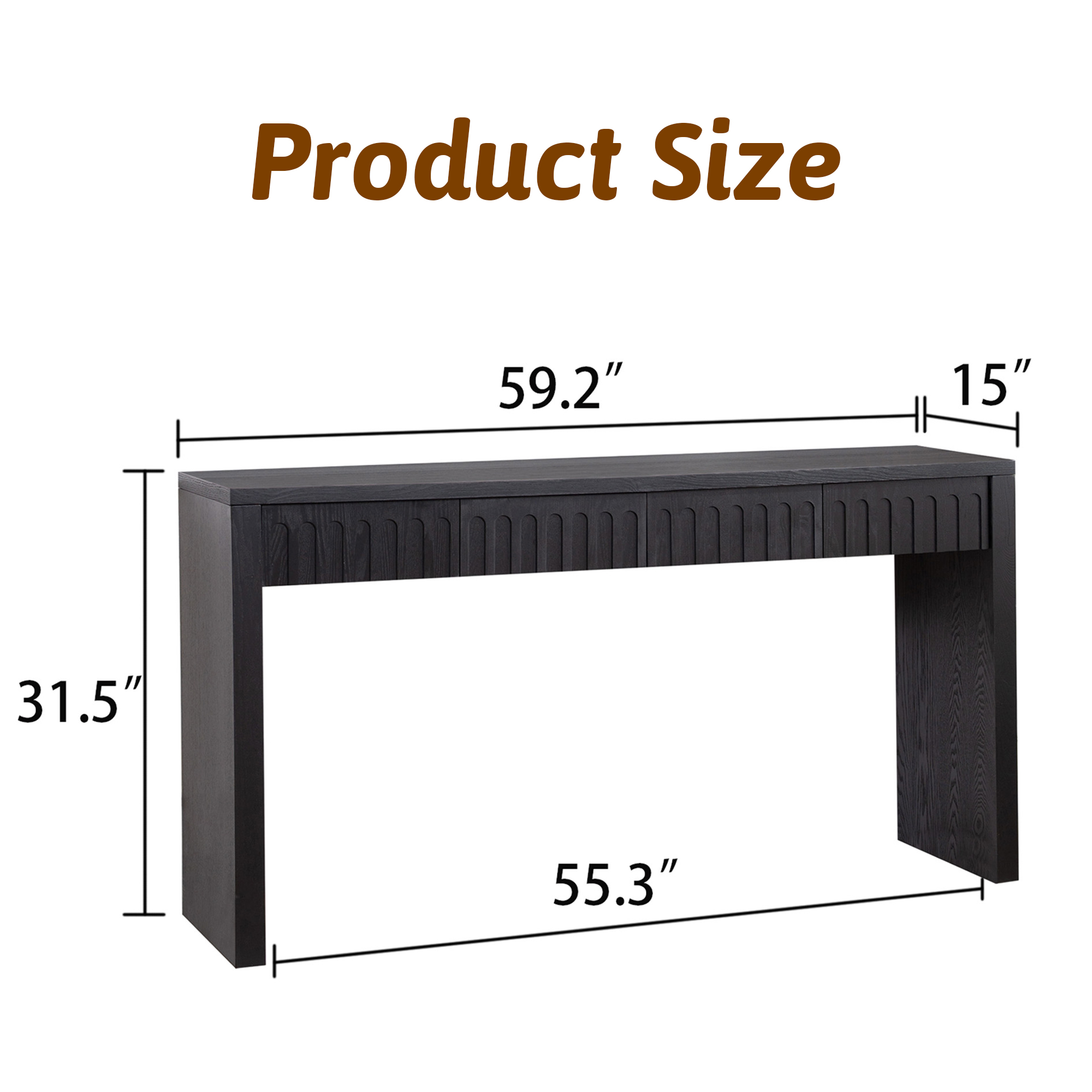 MDQMD Black Console Table with 4 Drawers,59.2'' Entryway Console Table for Hallway,Couch Table Behind Sofa for Living Room,Easy Assembly