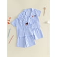 thumbnail image 3 of Cenuakty LIttle Kids 12M-5T Baby Boy 4th of July Outfit Striped Embroidered Button Down Short Sleeve Tops and Shorts 2 Pcs Set, 3 of 9