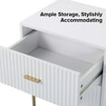 thumbnail image 3 of Wooden 2 Drawer Storage End Table Chest Cabinet Table Metal Legs for Home White, 3 of 6