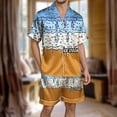 thumbnail image 2 of Yuncity Mens Pajamas 2 Piece Long Sleeve Ice Cream Button Down Shirt With Shorts Set Silk Satin Sleepwear Loungewear Soft Comfortable Breathable Pjs S-Xxxl, 2 of 4