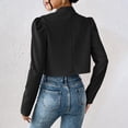 thumbnail image 5 of Womens Lapel Collar Cropped Jacket Long Sleeve Open Front Casual Commuter Outerwear Coat Black M(M), 5 of 5