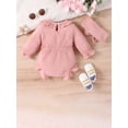 thumbnail image 3 of Infant Baby Girls 2 Piece Outfits Solid Color Long Sleeves Romper Jumpsuit and Cute Headband, 3 of 9