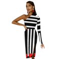 Black and White Stripes with Red Hearts Half Dleeve Split Dress luxury