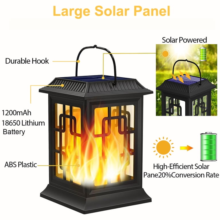 SZRSTH Solar Hanging Lanterns, Flickering Flame 2-Pack photo 8