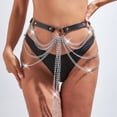 thumbnail image 3 of Hukapapa Cinturón de cadena negro punk para mujer, accesorios de cuero para el cuerpo, joyería para niñas, 68 cm-102 cm, 3 of 5