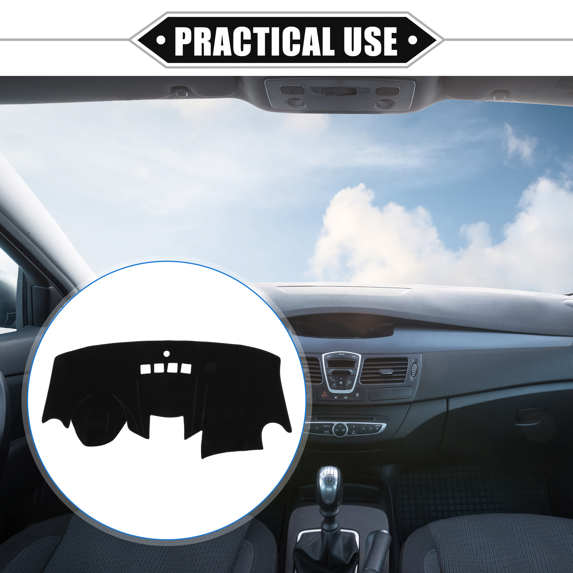 Unique Bargains Dashboard Cover Mat Compatible for Ford Fiesta 2011-2019 Nonslip Polyester Dash Board Protector,Black