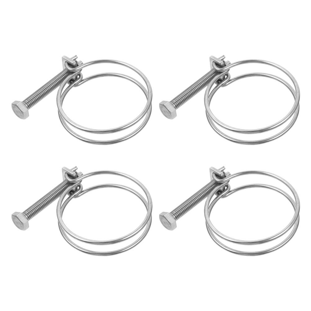 4pcs Stainless Steel Hose Clamps Pipe Clamps Double Wire Hose Clamps