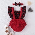 thumbnail image 4 of MHZLDYZ White Baby Onesies Infant Girls Valentine's Day Fly Sleeve Hearts Prints Romper Ruffles Bowknot Backless Bodysuits Headbands Set 12 Month Boy Clothes Onesies 0-3 Months Girl (C,68), 4 of 6