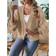 thumbnail image 6 of Womens Cardigan Sweaters Trendy Open Front Long Lantern Sleeve Chunky Knit Sweater Khaki XL, 6 of 8